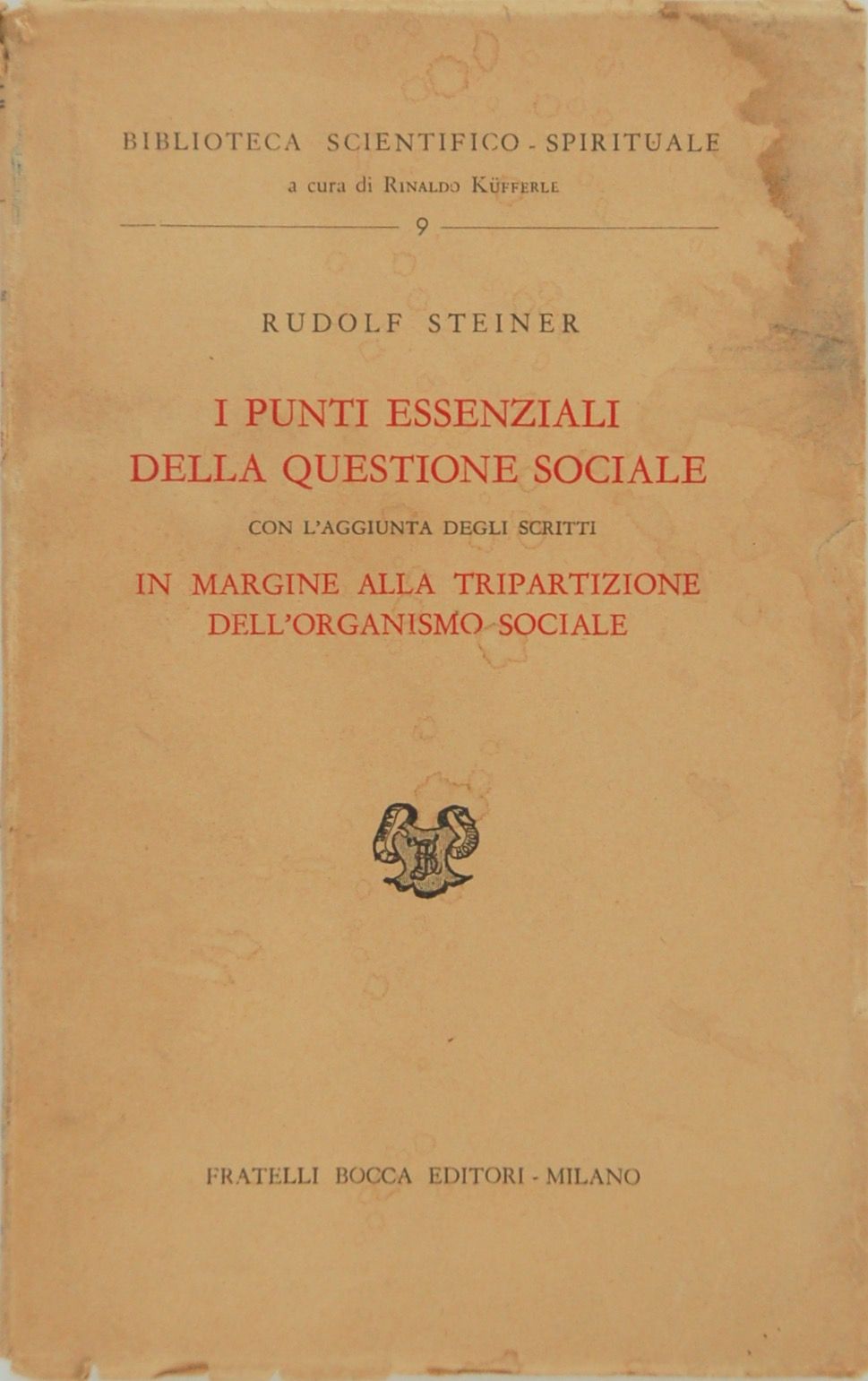 I PUNTI ESSENZIALI DELLA QUESTIONE SOCIALE - o.o. 23 (Rudolf Steiner) - copertina originale